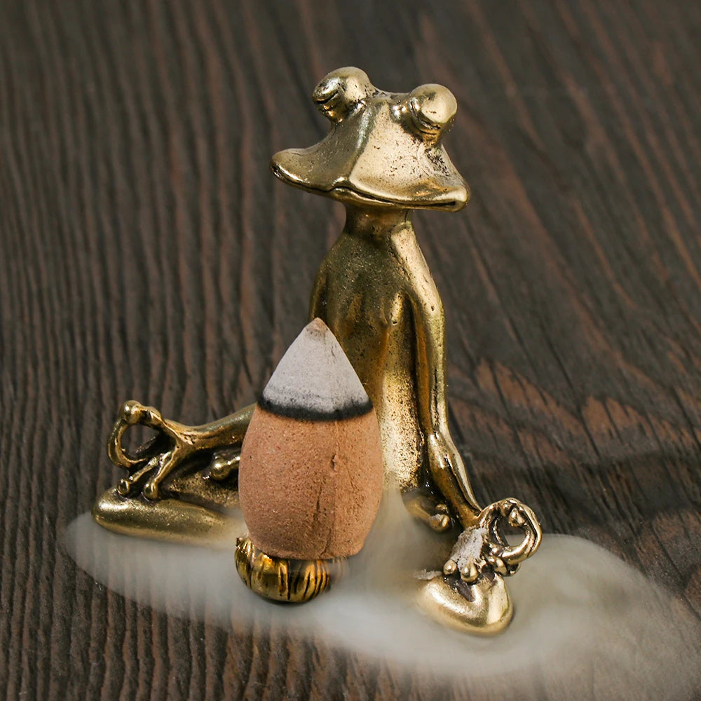 Retro Frog Incense Burner Statue