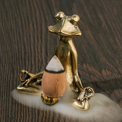 Retro Frog Incense Burner Statue