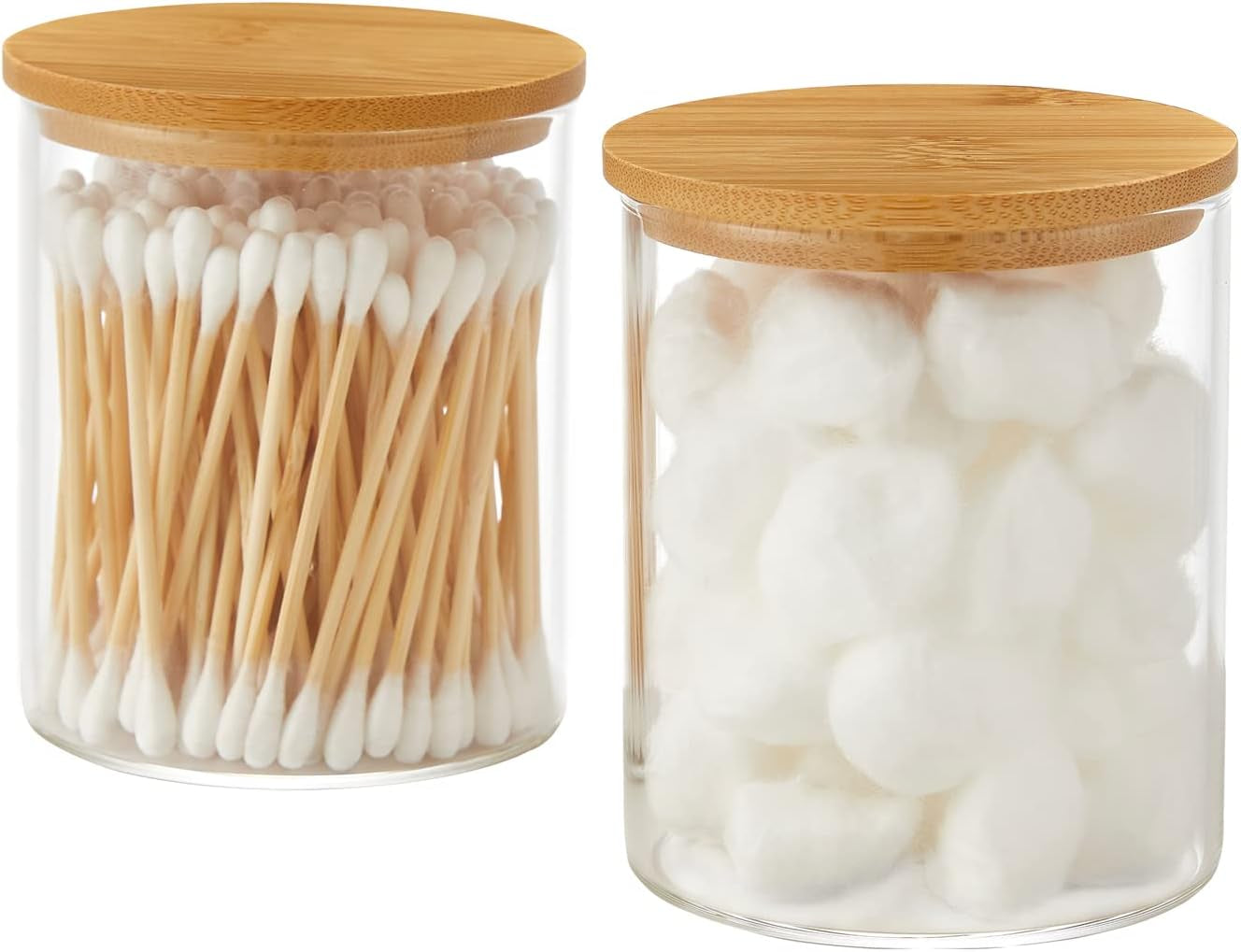 Glass Q-tip Jar with Bamboo Lid