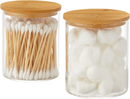Glass Q-tip Jar with Bamboo Lid